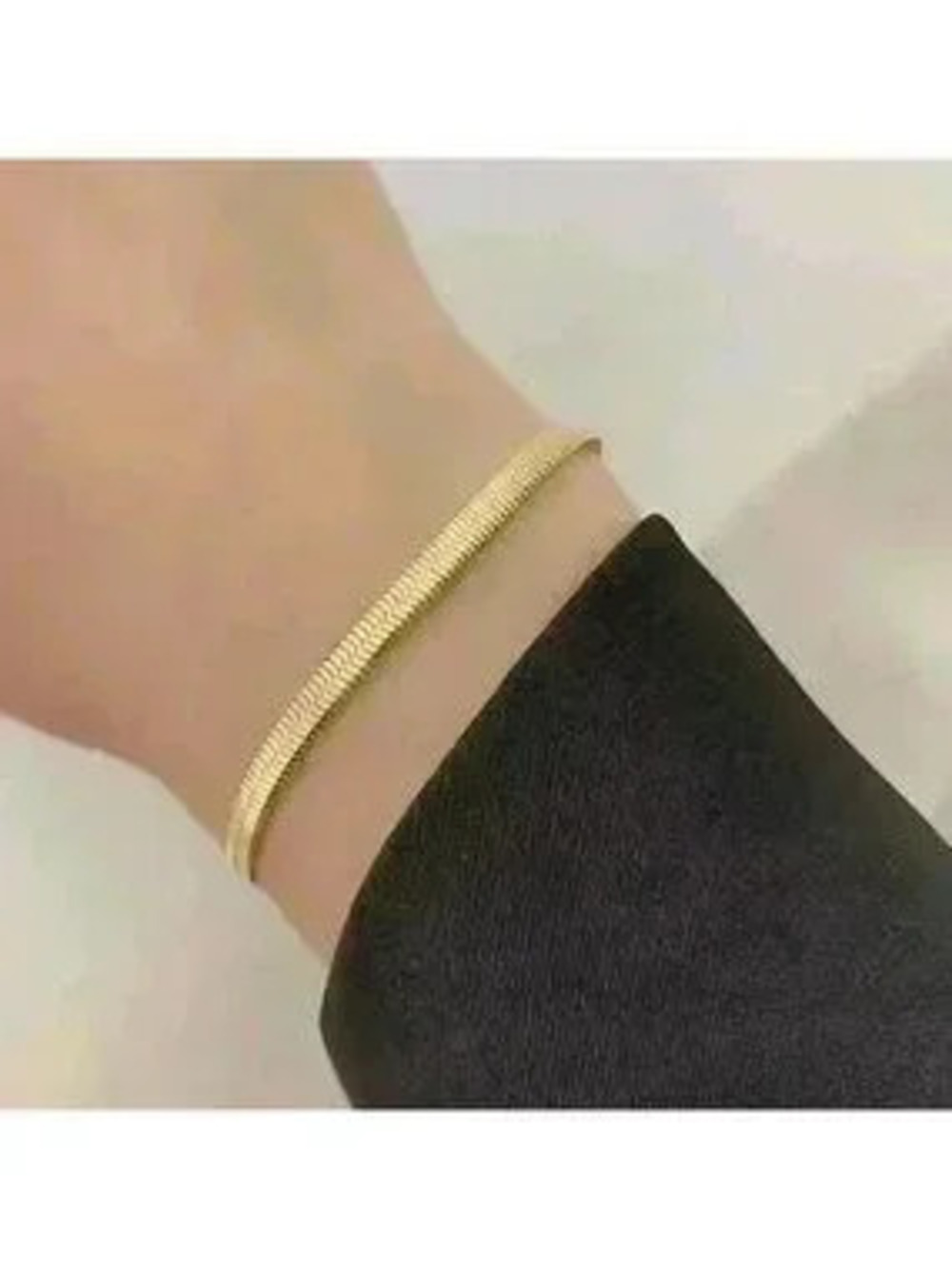 New Women's Gold 18k Flat Snake Gold Chain over Sterling Silver Bracelet